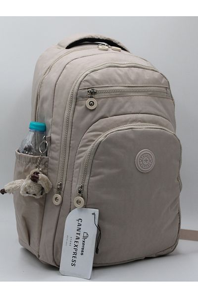 ÇantaExpress Μπεζ αδιάβροχο ύφασμα Unisex Daily School Backpack 1800
