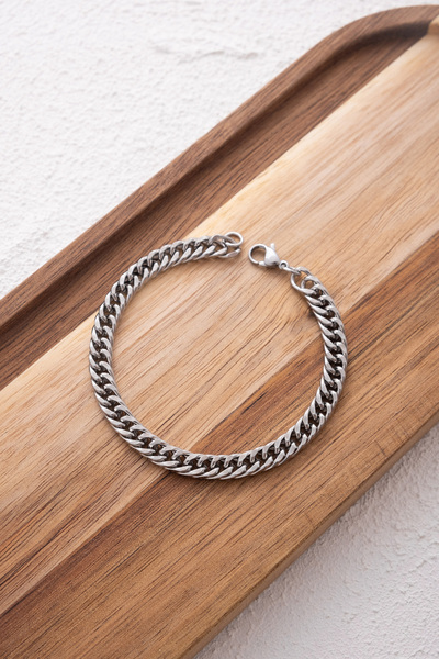 ByFlorya Jewelry خلخال سلسلة من الفولاذ الجورميه مناسب للاستخدام اليومي ميامي خلخال كوبي كبير 6 مم 22 سم + 3 سم