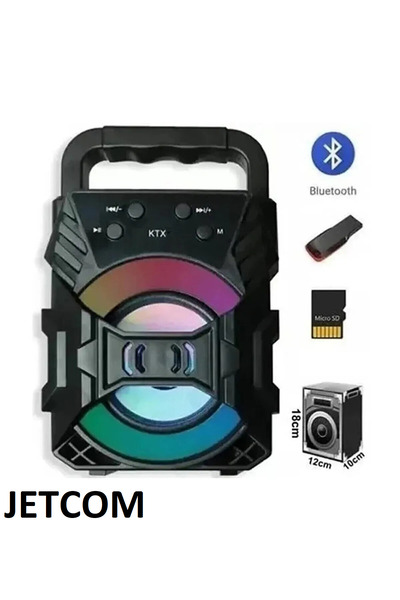 Jetcom Işıklı Bluetooth Hoparlör Ses Bombası Yüksek Ses Usb/fm/sd Kts-1057