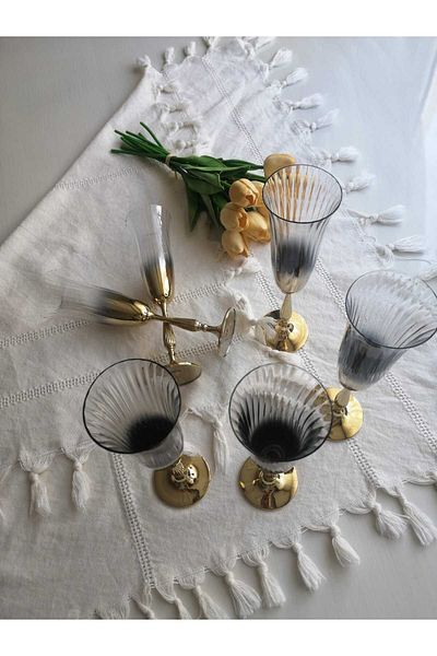 Dnz Fregata Bohemia Titanic Coffee Side Water Glass 6 Piece Set Gold - Gold