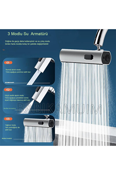 babikamium Smart Faucet Three-Stage Adjustable Kitchen Fixture Luxury Faucet Head Fountain Sink