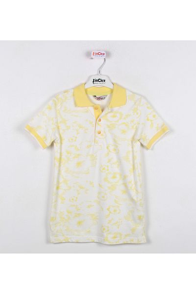 incity Boy's Flower Printed Short Sleeve Polo T-Shirt
