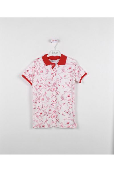 incity Boy's Flower Printed Short Sleeve Polo T-Shirt