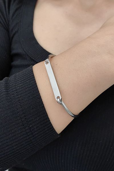 Chavin Gray Handcuff Design Steel Bracelet
