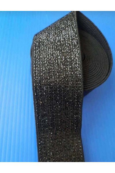Beyna BLACK SILVERY 4 CM WAIST, LEG AND LOWER RUBBER 1 PACK 5 METERS