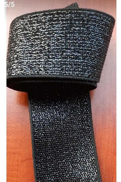 Beyna BLACK SILVERY 4 CM WAIST, LEG AND LOWER RUBBER 1 PACK 5 METERS