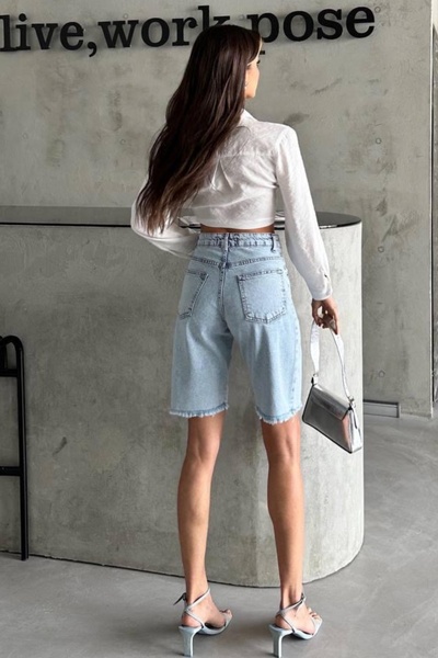 Ded COLLECTION Πέτρινο λεπτομερές γυναικείο μίντι τζιν σορτς