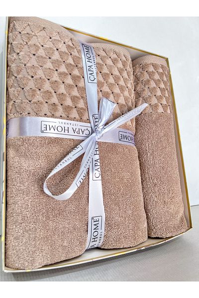 AYHANHOME Σετ μπάνιου 2 τεμαχίων Jacquard Boxed Πετσέτες μπάνιου 1 Τεμάχιο 70x140, 1 Τεμάχιο 50x90