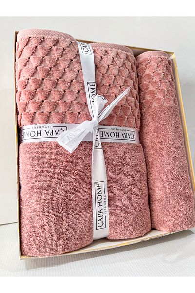 AYHANHOME Σετ μπάνιου 2 τεμαχίων Jacquard Boxed Πετσέτες μπάνιου 1 Τεμάχιο 70x140, 1 Τεμάχιο 50x90
