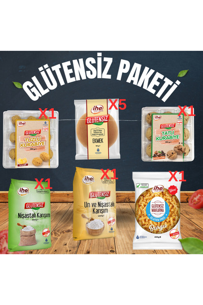 İhe Glütensiz gıda paketi ( ekmek , unlar , kurabiyeler)