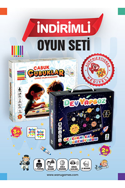 Wanu Games Çabuk Çubuklar Ve Gezegenler Dev Yer Yapbozu Puzzle Oyun Seti