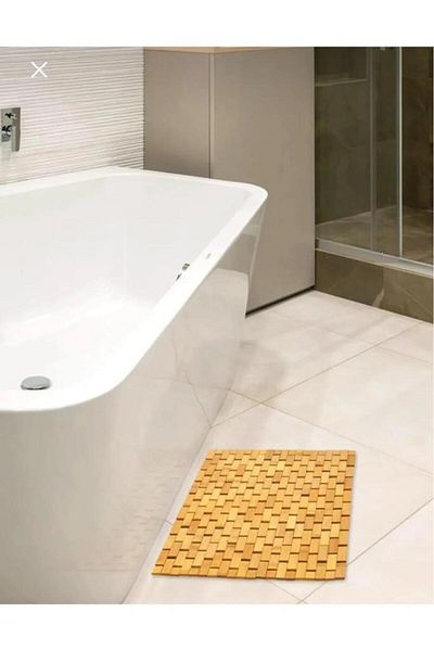 Atbyhome Χαλάκι μπάνιου Bamboo - Αντιολισθητική βάση - Χαλάκι ντους 40 x 60 cm