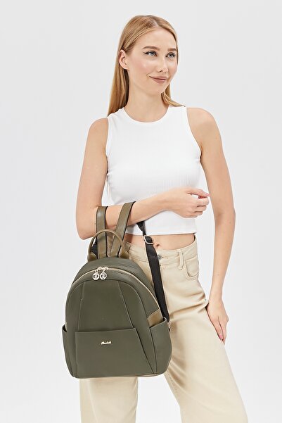 Morpelikan Women's Khaki Multi-Compartment Backpack