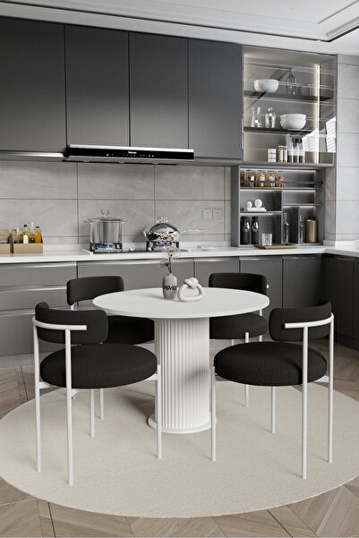 AVVİO Ares Bohem Lake Mdf Ayak 90x90 Yemek Masası Mutfak Masası Masa Sandalye...