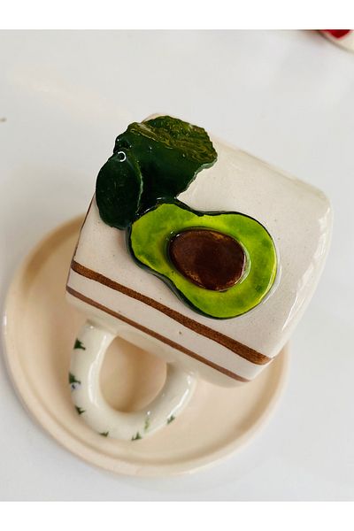 Banuart Ceramic Coffee Cup - Avocado Handmade Gift