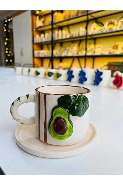 Banuart Ceramic Coffee Cup - Avocado Handmade Gift