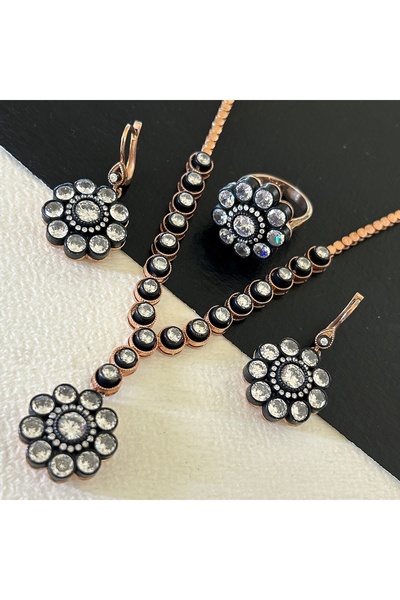 JEICON ATELIER 67,25 Gr Rose Renk Kalın Ve Büyük Çiçek Tasarım 925 Gümüş Elma...