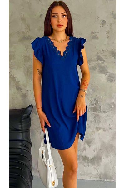 Ded COLLECTION Women's Lace Collar Wrapped Fabric Summer Dress