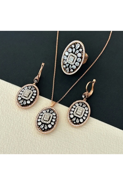 JEICON ATELIER 31,07 Gr Rose Renk Oval Formlu Baget Tasarım 925 Gümüş Elmas M...