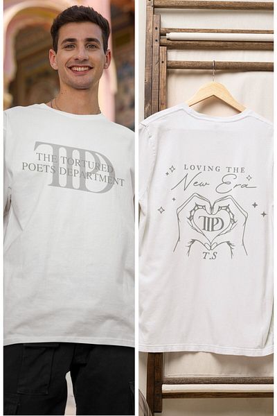 Fuddy Moda Tricou cu imprimeu pe spate Taylor Swift Loving The New Era, tricou cu imprimeu TTPD Taylor Swift pentru bărbați-femei
