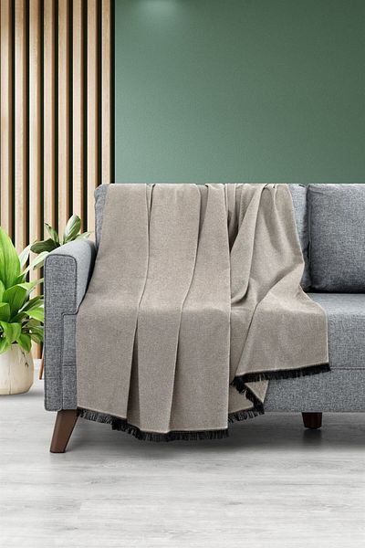 Denizli Concept Κάλυμμα καναπέ Lalin με μπεζ & μαύρο σχέδιο 200x160 cm - Προστατευτικό καναπέ σε ρουστίκ στυλ
