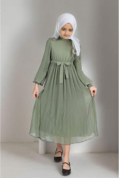 Joui Co Дълга плисирана скромна рокля за момичета