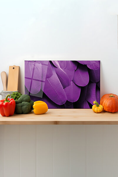 Rosyvien لوح تقطيع زجاجي من الريش الأرجواني، قاعدة سيليكون، لوح تقطيع العرض، ...