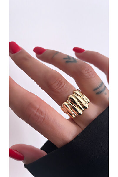 NAİFTAKIAKSESUAR خاتم نسائي سميك مخطط قابل للتعديل