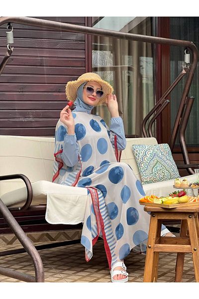 ButikKardelen Camellia Hijab Patterned Swimsuit - Five Pieces 10359