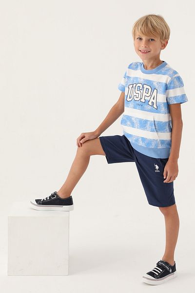 U.S. Polo Assn. US Polo AssnNew Season pijamale cu mânecă scurtă pentru băiat-costumul bermudă cu două fire
