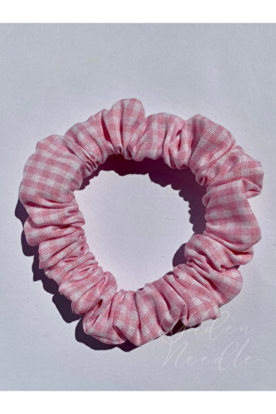 Golden Needle Pötikareli Fisto Pembe Beyaz 4'lü Set Kadın Çocuk Lastik Toka Scrunchie El Yapımı