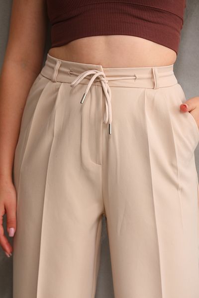 H&A İSTANBUL Women's Elastic Waist Lace Detailed Wide Leg Palazzo Trousers
