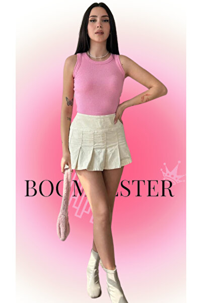 BoomBester Γκρι γυναικείο μπλουζάκι καμισόλε - Αμάνικο, μακρύ κροπ, εσώρουχο κοιλιάς