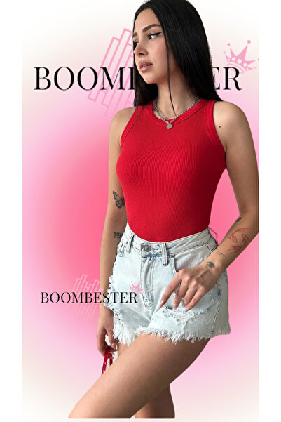 BoomBester Red Long Crop Blouse - Camisole Sleeveless and Navel Tank Top