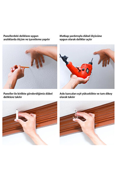 standarts Makta ® Lazer Kesim Sarkıt Paravan, Ahşap Seperatör, Oda Bölücü 4'lü Panel Levha Seti