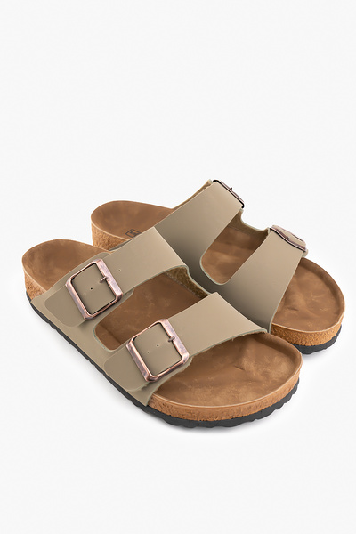 Shupe Women's Arizona Khaki Double Buckle Slippers