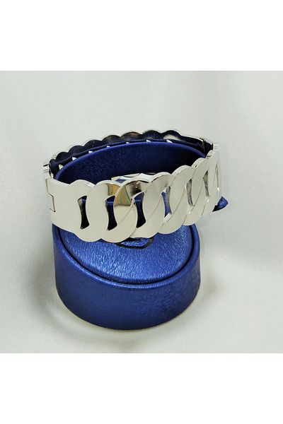 Janset Knitted Model Wide Steel Handcuffs - Silver Color Steel Handcuffs Bracelet