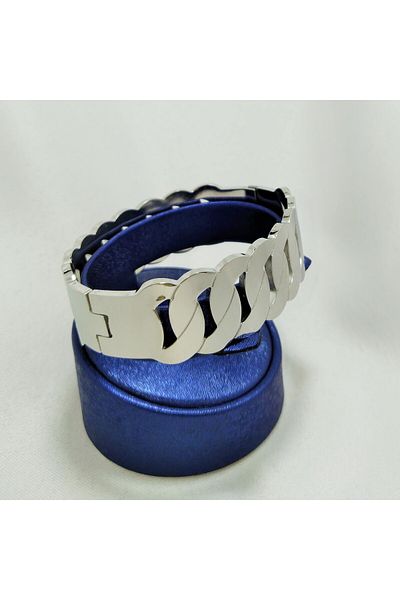 Janset Knitted Model Wide Steel Handcuffs - Silver Color Steel Handcuffs Bracelet