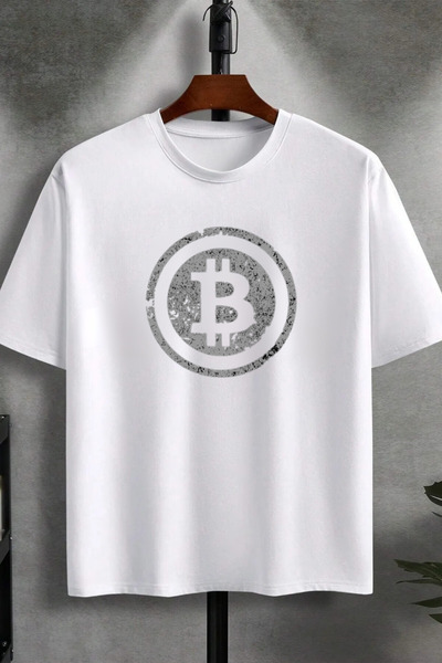 Massgai Unisex dizajn Bitcoin Štampano Oversize kroj 100% pamuk T-shirt