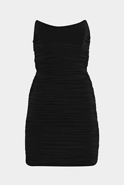 Açelya Okcu Premium Corsage Detailed Strapless Full Drape Women's Mini Dress