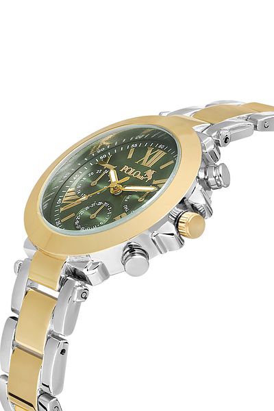 Polo Air Roman Numbered Sport Stylish Women's Wristwatch Silver-Yellow Color PL-1479B3x