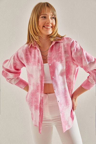 Bianco Lucci Pink Jacquard Patterned Women's Shirt -60251013