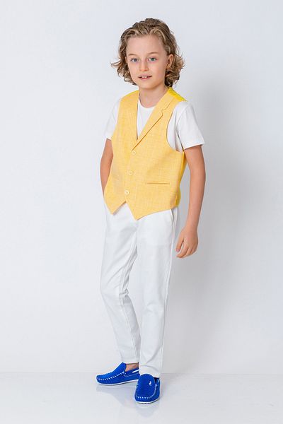 incity Boy's Gray Patterned Three Button Vest