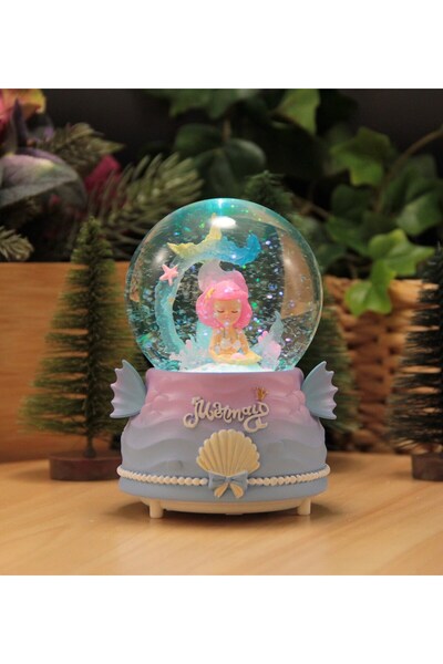 HEDİYEBİZİZ DENİZ KIZI Işıklı ve Müzikli Kar Küresi Büyük Boy