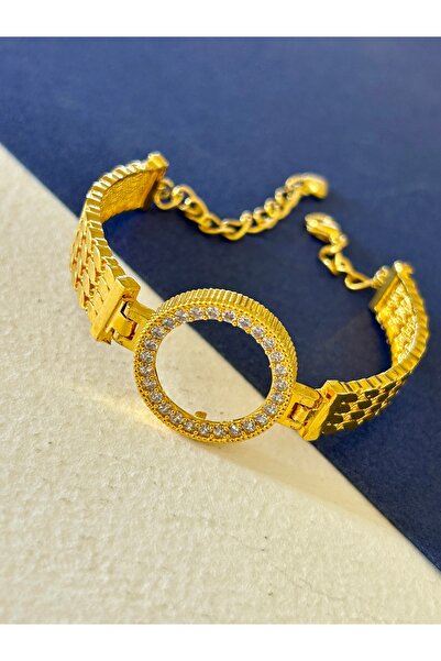 JEICON ATELIER 22 Ayar Altın Kaplama Pullu Saat Kordonlu Tek Tamtur Çeyrek Bi...