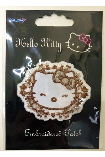 Hello Kitty Κεντητό υφαντό κέντημα που συγκολλείται με σίδερο - Επένδυση - Επικάλυψη - Χρυσοκίτρινο (ΠΡΩΤΟΤΥΠΟ ΕΓΧΕΙΡΙΔΙΟ ΕΓΧΕΙΡΙΔΙΟ)