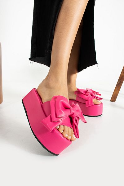 EGA WOMEN'S Fuchsia (OLA) BOW DETAIL SLIPPERS