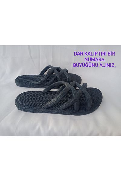 emta tasarım Gezer Navy Blue Women's Knitted Non-Slip Sole Navy Blue Bathroom Beach Vacation Balcony Slippers Narrow Calip