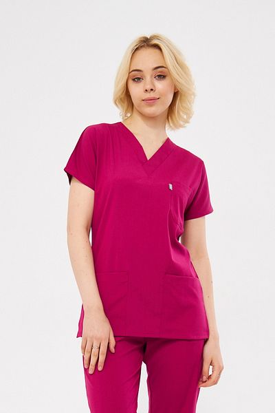 Class Üniforma Unisex μανίκι νυχτερίδας Cherry Lycra Στολή νοσοκόμας και γιατρού - Scrubs Hospital Uniform