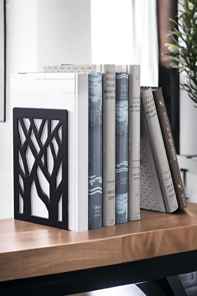 risingmaber Ağaç Desenli Metal Kitap Tutucu, Metal Kitap Desteği (İkili Set)